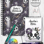 19997 flower skull gothic notebook 2