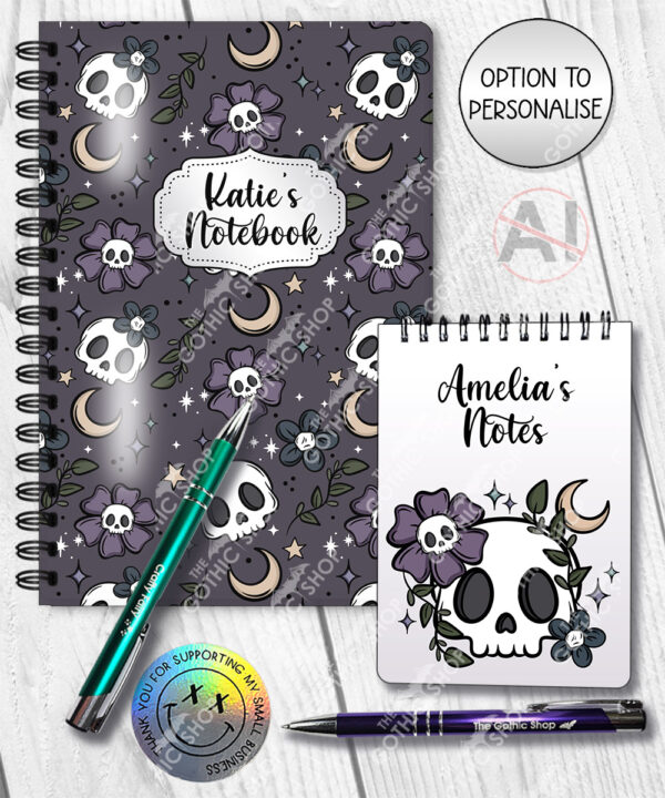 19997 flower skull gothic notebook 2