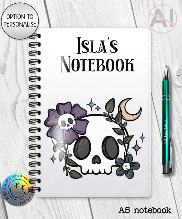 19997 flower skull gothic notebook 3
