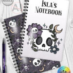 19997 flower skull gothic notebook 4