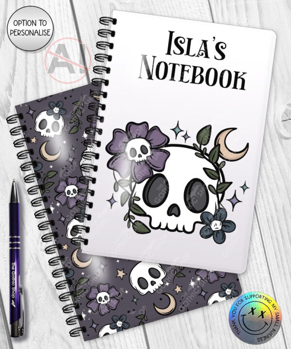 19997 flower skull gothic notebook 4