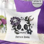 19998 flower skull gothic cushion 1