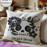 19998 flower skull gothic cushion 2
