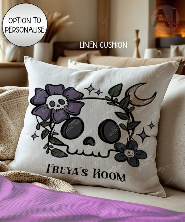 19998 flower skull gothic cushion 2