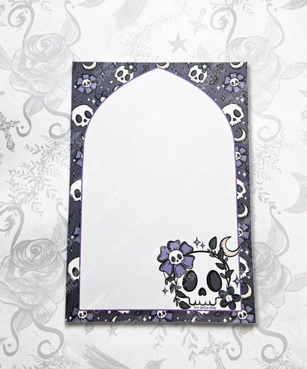 moody floral skull purple gothic a5 notepad