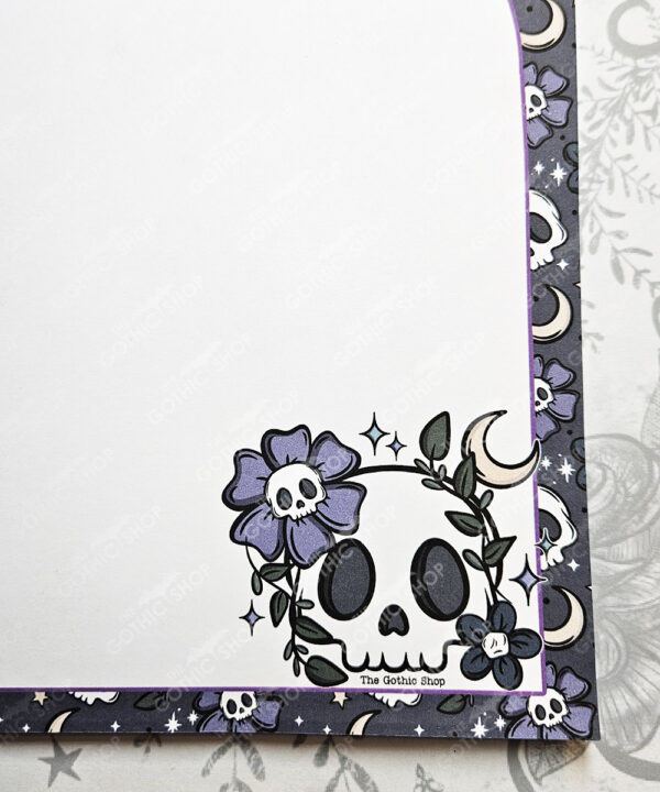 moody floral skull purple gothic a5 notepad