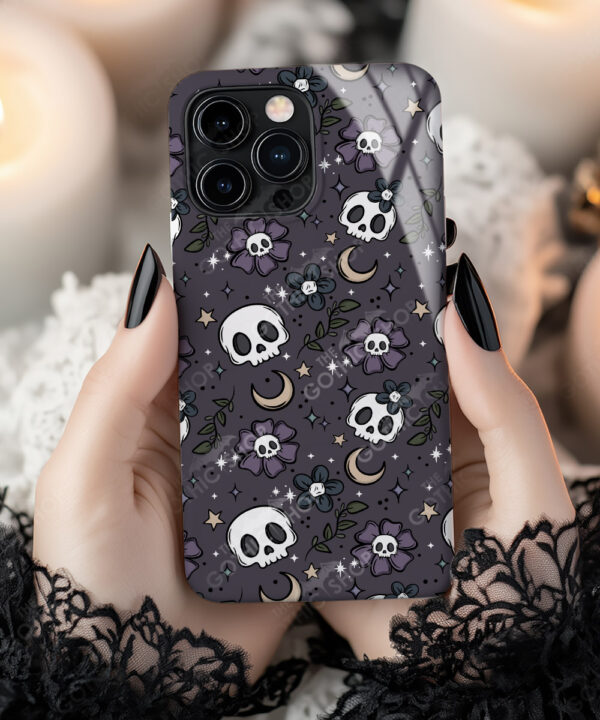 20001 wskull flowers gothic phone case 1
