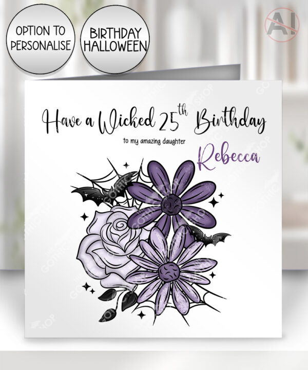 20002 personalised purple flowers bats gothic card 1