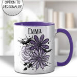 20003 personalised purple flowers bats gothic mug 1