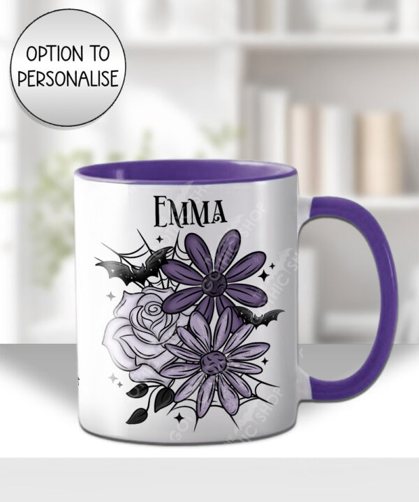 20003 personalised purple flowers bats gothic mug 1
