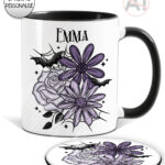 20003 personalised purple flowers bats gothic mug 2