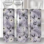 20004 personalised purple flowers bats gothic tumbler 1