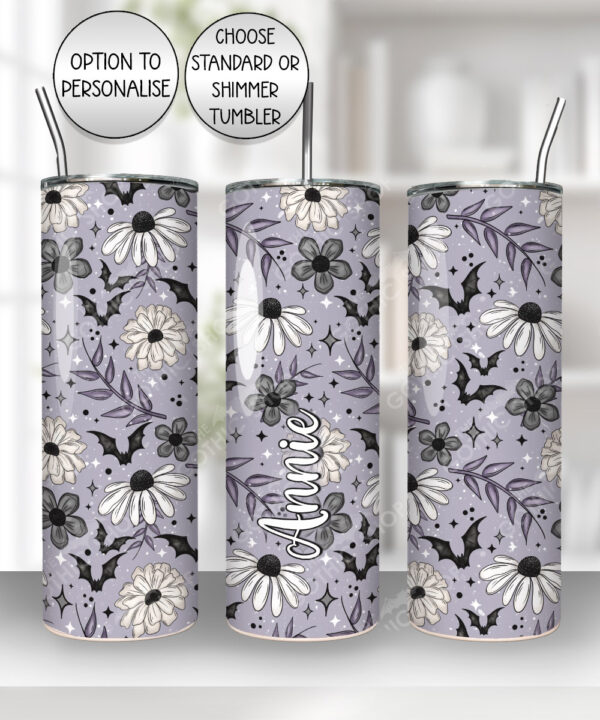 20004 personalised purple flowers bats gothic tumbler 1