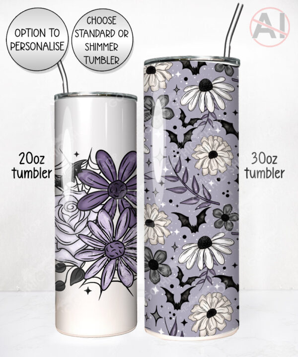 20004 personalised purple flowers bats gothic tumbler 2