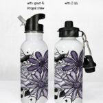 20005 personalised purple flowers bats gothic water bottle 3