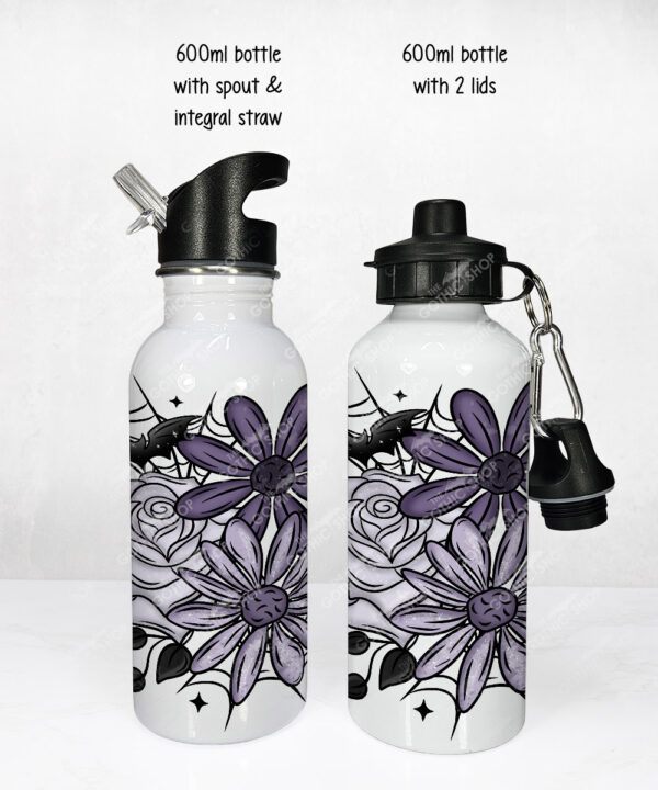 20005 personalised purple flowers bats gothic water bottle 3