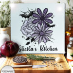 20007 personalised purple flowers bats gothic chopping board 1