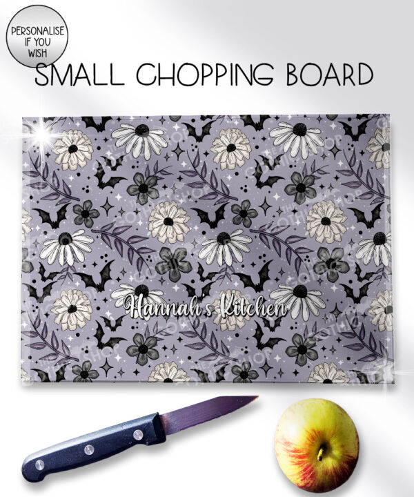 20007 personalised purple flowers bats gothic chopping board 3