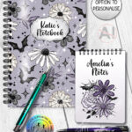 20008 personalised purple flowers bats gothic notebooks 1