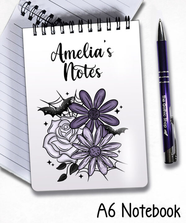 20008 personalised purple flowers bats gothic notebooks 2