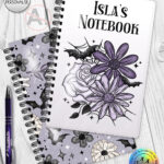 20008 personalised purple flowers bats gothic notebooks 3