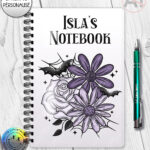 20008 personalised purple flowers bats gothic notebooks 4