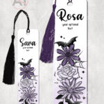20009 personalised purple flowers bats gothic bookmarks 1