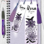20009 personalised purple flowers bats gothic bookmarks 2