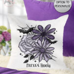 20010 personalised purple flowers bats gothic cushions 1