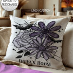 20010 personalised purple flowers bats gothic cushions 2