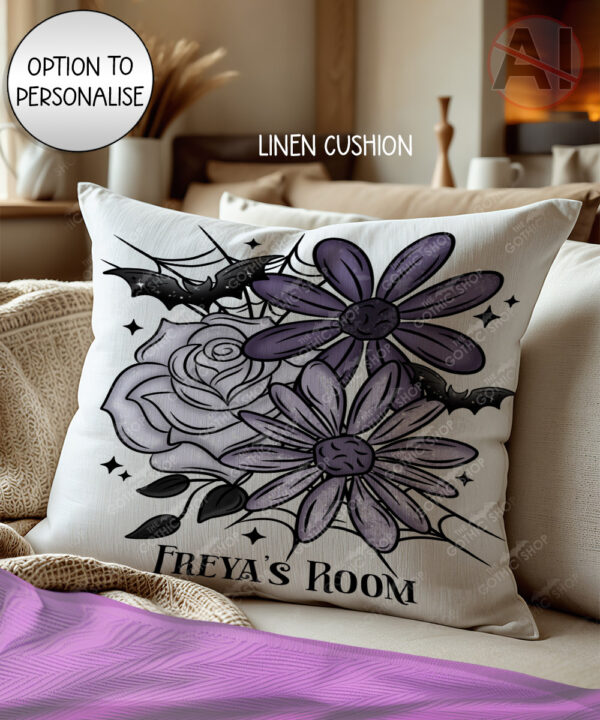 20010 personalised purple flowers bats gothic cushions 2