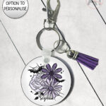 20011 personalised purple flowers bats gothic keyring 1