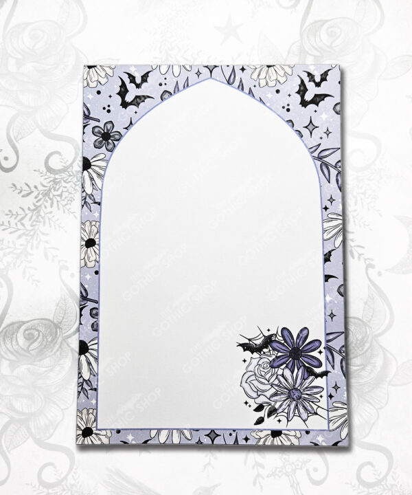 purple daisy flowers & bats gothic a5 notepad