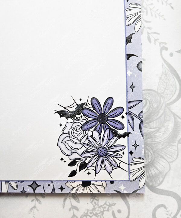 purple daisy flowers & bats gothic a5 notepad