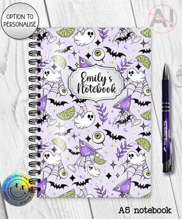 20028 ghosts cocktails personalised spooky notebook 2