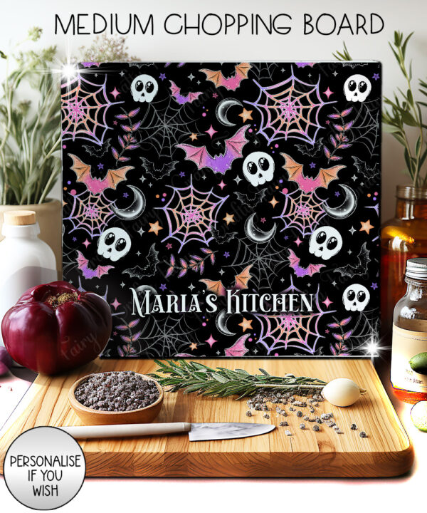 20031 colourful bats webs gothic chopping board 1