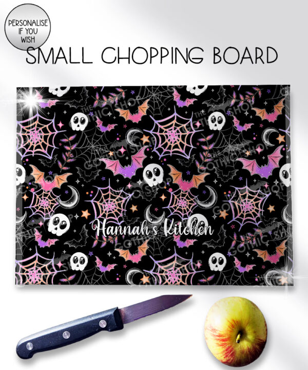 20031 colourful bats webs gothic chopping board 2