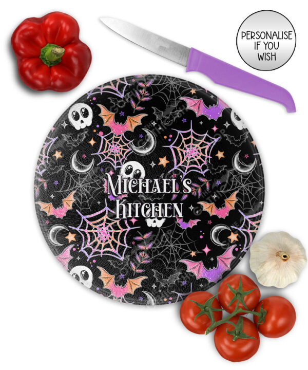 20031 colourful bats webs gothic chopping board 3