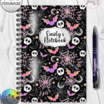 20032 colourful bats webs gothic notebook 1