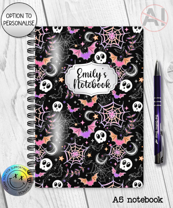 20032 colourful bats webs gothic notebook 1
