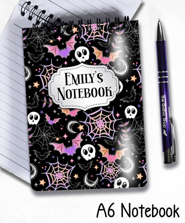 20032 colourful bats webs gothic notebook 3