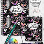 20032 colourful bats webs gothic notebook 4
