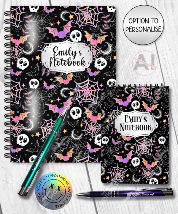 20032 colourful bats webs gothic notebook 4
