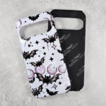 bats & purple moons gothic phone case for iphone samsung pixel