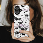 bats & purple moons gothic phone case for iphone samsung pixel
