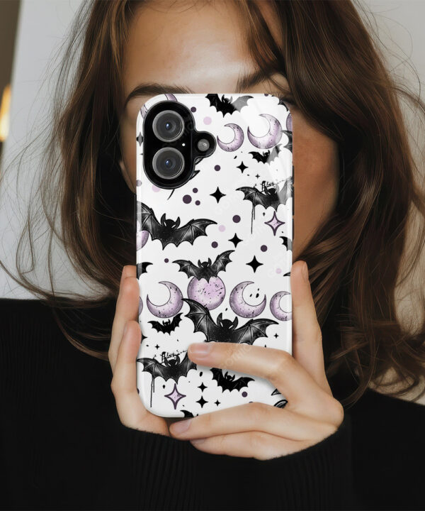 bats & purple moons gothic phone case for iphone samsung pixel