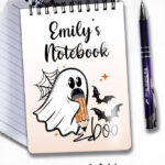 ghosts purple cocktails & lime spooky halloween notebook journal option to personalise (copy)