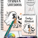 ghosts purple cocktails & lime spooky halloween notebook journal option to personalise (copy)