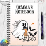 ghosts purple cocktails & lime spooky halloween notebook journal option to personalise (copy)