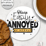easily annoyed by people mug and/or coaster optional to personalise